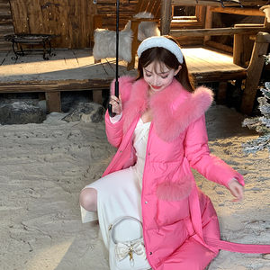 冰冰来了丨【甜心轰炸机】甜美少女大毛领羽绒服中长款白鸭绒外套