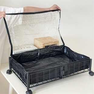 有点牛！可折叠床底收纳箱带滑轮储物整理箱铁艺收纳架子收纳筐