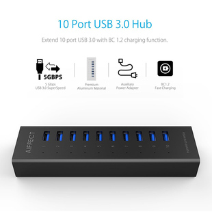 好家伙！一拖十！外贸电脑USB3.0分线器多功能拓展坞hub集线器