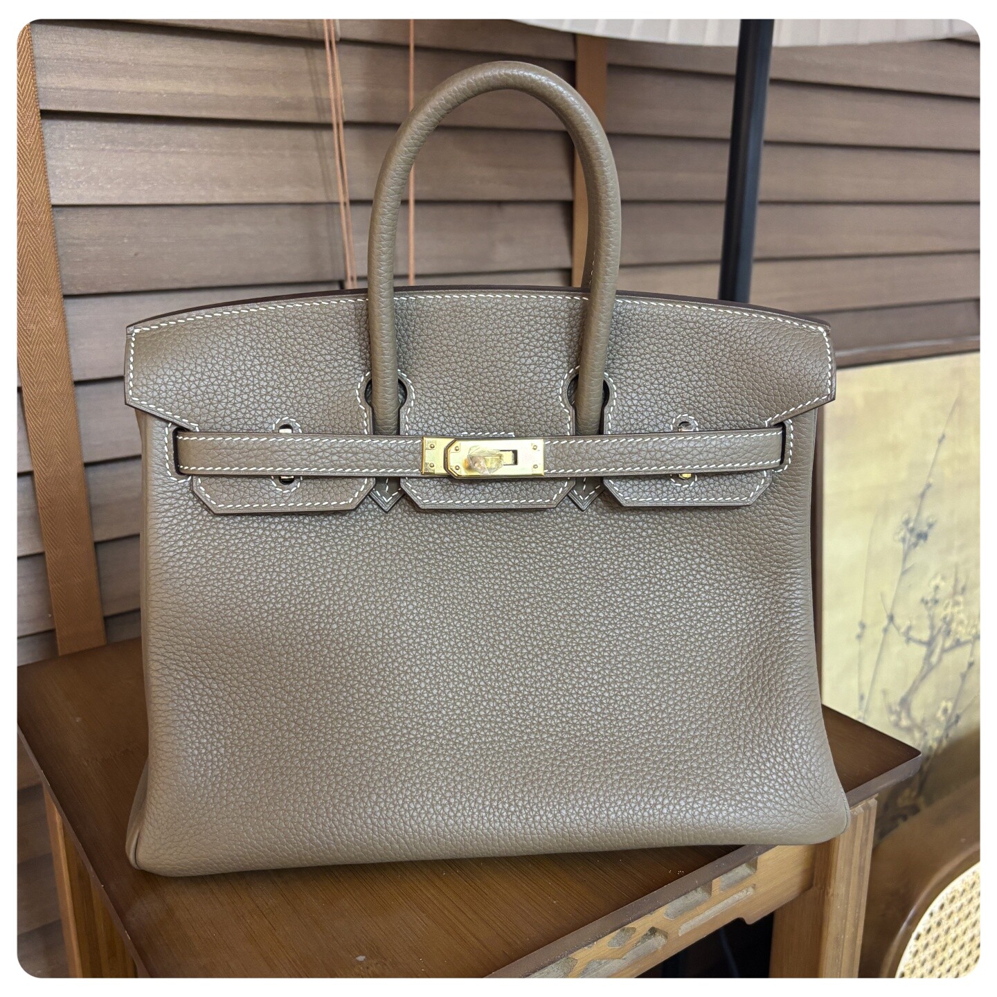 小陈师傅 全手缝birkin25铂金包togo小牛皮大象灰真皮高档女包