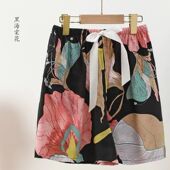 休闲家居外穿 四分沙滩女士海边不掉色棉绸女士短裤 绵绸春季 新款