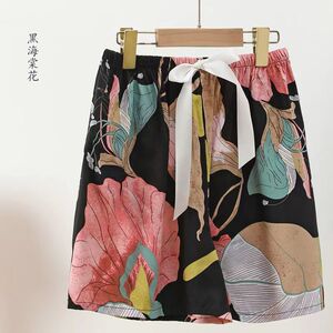 绵绸春季新款四分沙滩女士海边不掉色棉绸女士短裤休闲家居外穿