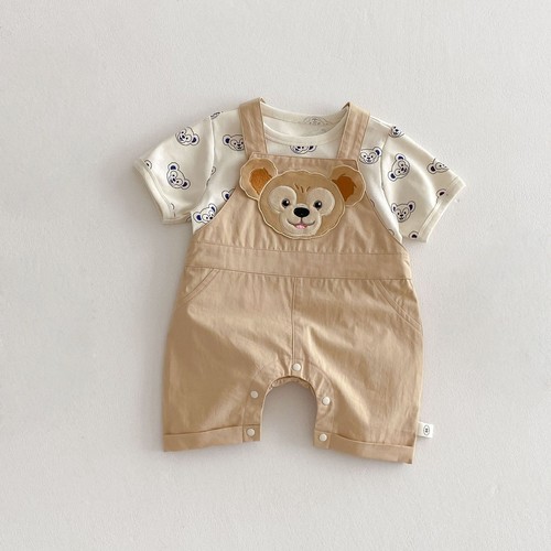 男女宝宝短爬套装达菲Duffy包屁衣达菲熊包屁爬服T恤连体衣背带裤