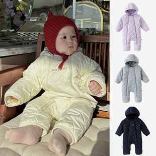 丹麦婴儿冬季连体衣25AW小雨伞同款新生儿加绒夹棉衣宝宝连帽棉服