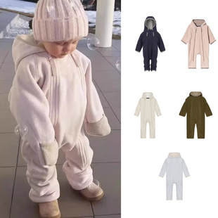 Hengbaby丹麦25AW婴儿外出保暖爬服秋冬新款小雨伞同款宝宝连体衣