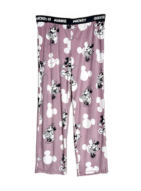 微瑕款外贸单粉紫色米奇米妮家居裤双口袋睡裤宽腰柔软舒适绒长裤