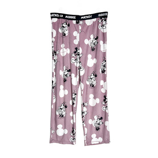 宽腰柔软舒适绒长裤 双口袋睡裤 外贸单粉紫色米奇米妮家居裤 微瑕款