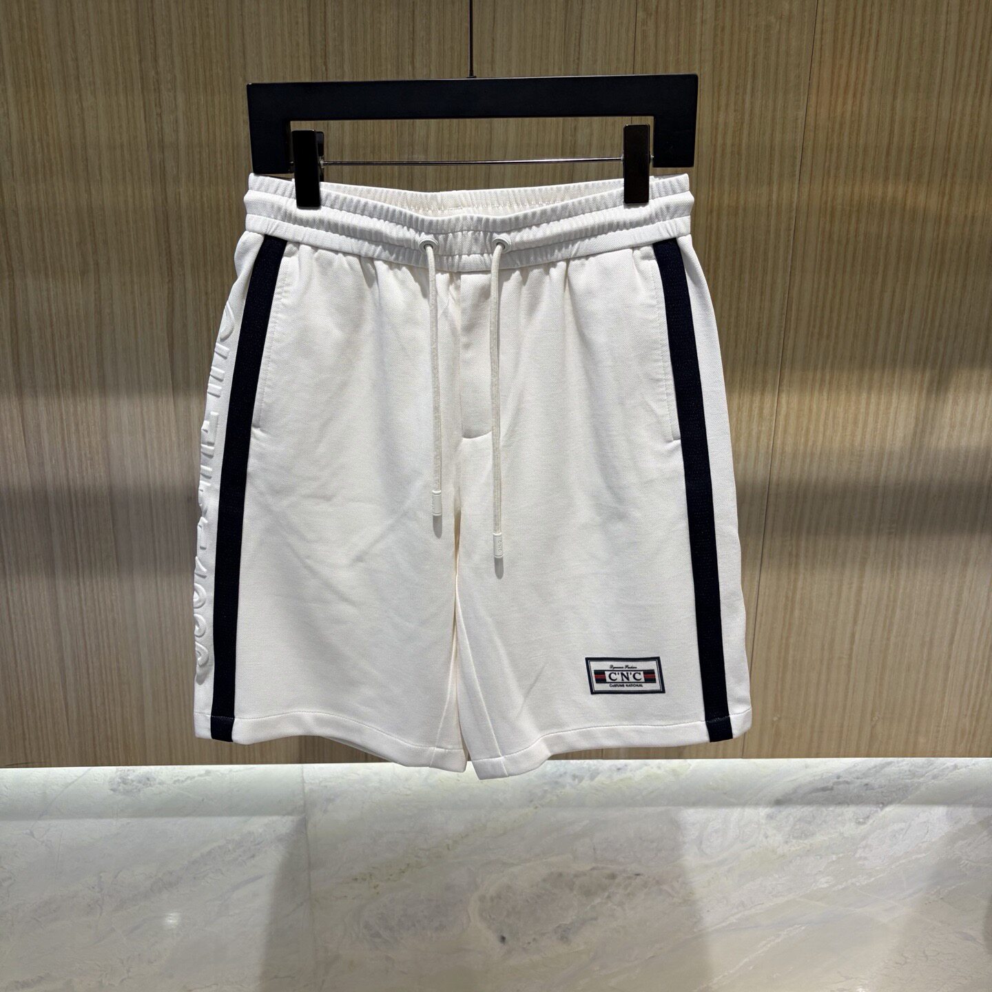 CNC 26春夏新款logo字母刺绣印花侧边立体印花条纹男士休闲短裤