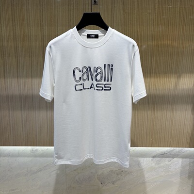 Cavalli Class 26春夏新款logo字母立体印花男士短袖T恤 2F2429