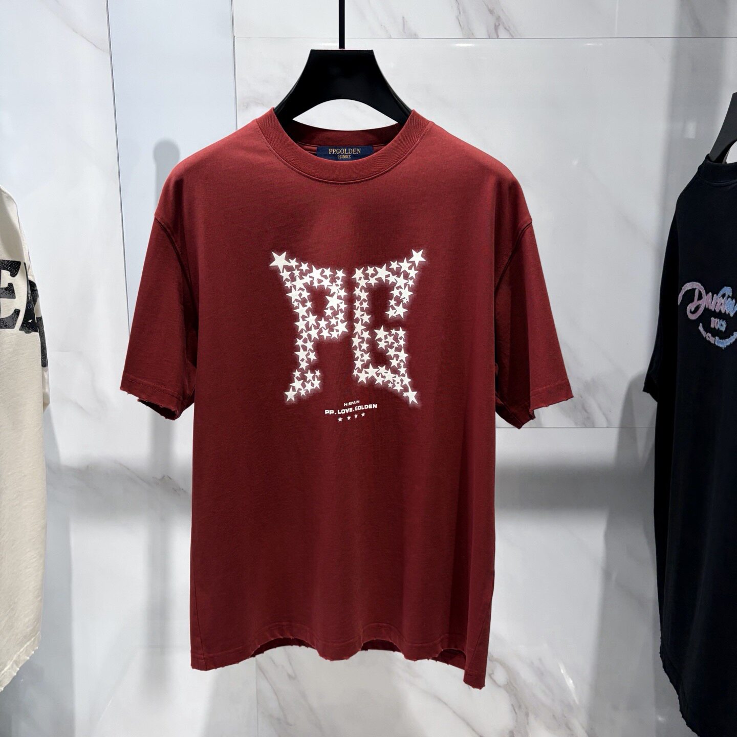 PP.GOLDEN男装 26春夏新款星星logo字母印花男士短袖T恤 622561