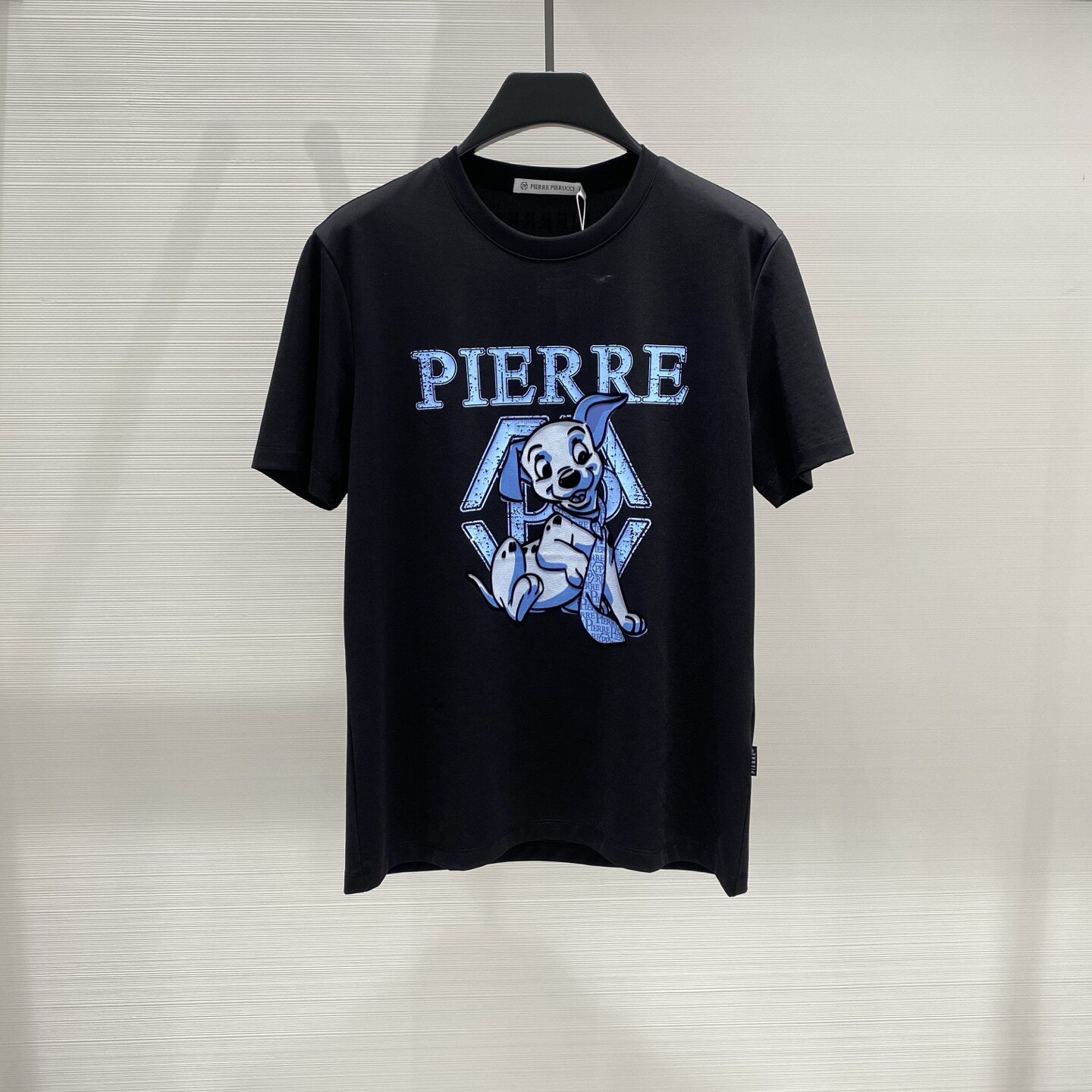 PIERRE PIERUCCI 26春夏卡通小狗logo字母植绒印花烫钻男短袖T恤