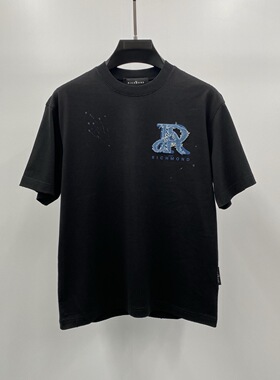 JOHN RICHMOND 26春夏新款logo字母JR贴布刺绣印花男士短袖T恤