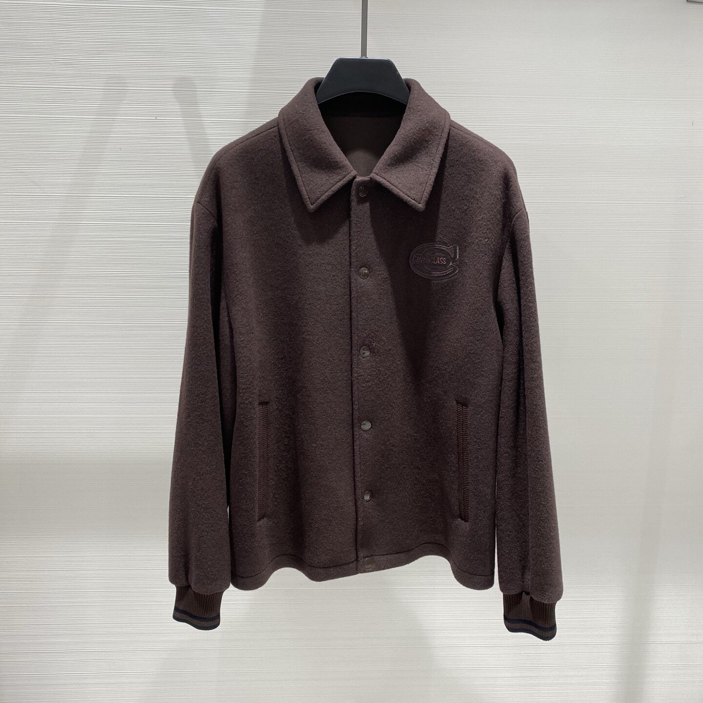 Cavalli Class卡沃利 26秋冬新款字母刺绣男士羊毛夹克外套2E4573