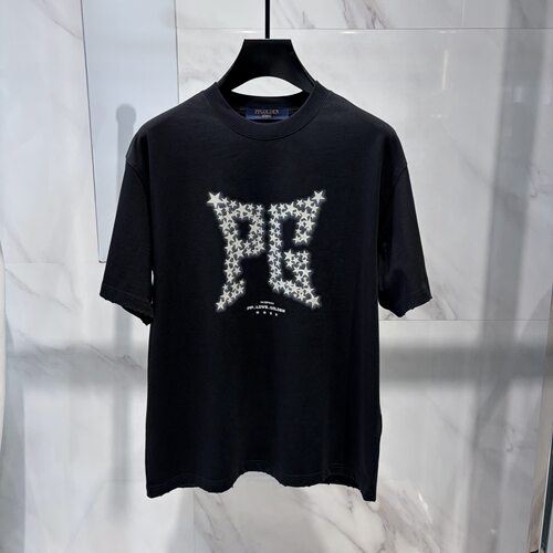 PP.GOLDEN 26春夏新款logo字母星星喷绘印花时尚男士圆领短袖T恤