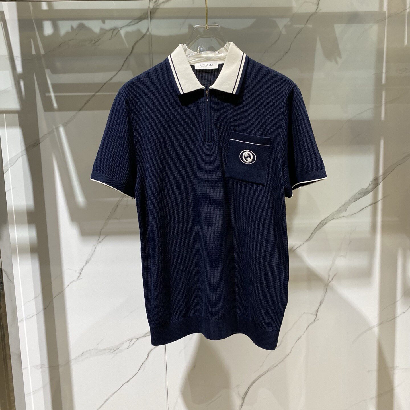 AOLAMA 26春夏新款口袋logo标识刺绣男士短袖POLO衫 261009