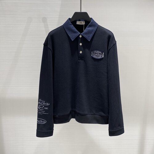 Cavalli Class男装 26秋冬新款logo字母刺绣男士加绒翻领长袖卫衣