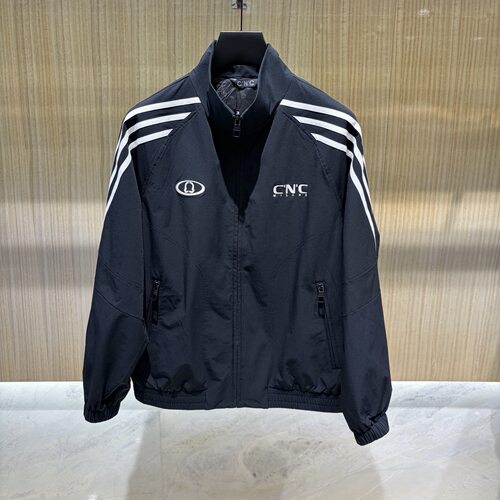 CNC男装 26秋冬新款logo字母刺绣条纹装饰男士夹克外套 3110BA