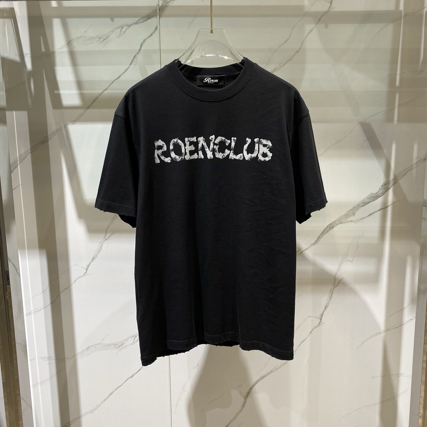 ROEN 26春夏新款logo字母后背头像印花烫钻男士短袖T恤