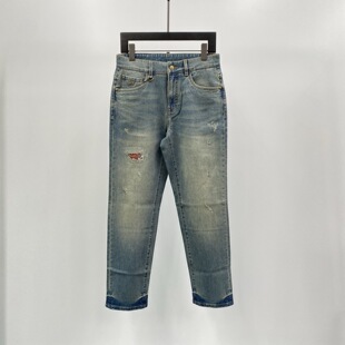 直筒牛仔裤 26春夏logo字母印花破洞补丁男士 Bonaparto Dartin