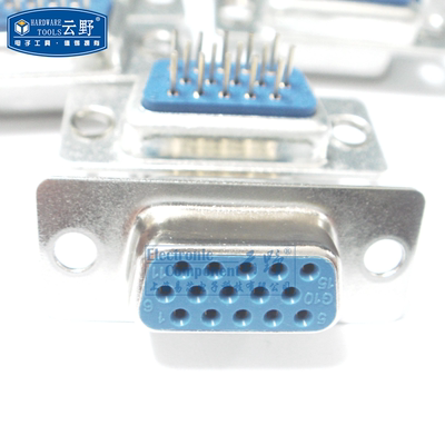 【高科美芯】 串口座DB15 3排孔 母头蓝胶 焊板 D型连接器 接插