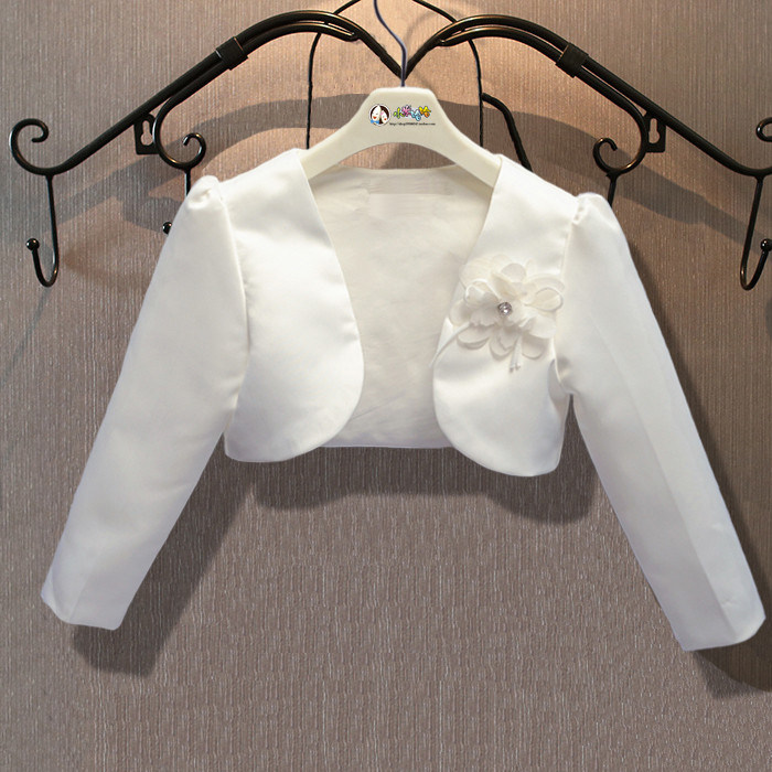 儿童礼服春秋坎肩小外套女童白色婚纱外搭花童配公主裙开衫披肩夏