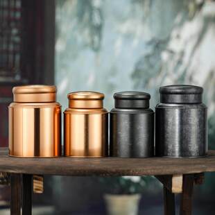 马口铁茶叶罐通版六堡茶圆形密封125-250克茶罐九华黄精茶叶铁罐