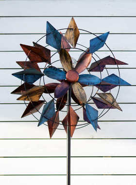 旋转风车造景太阳能灯铁艺