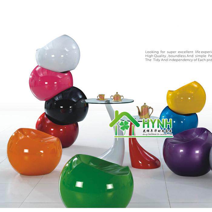 创意苹果凳小球椅糖果椅球椅换鞋凳玻璃钢圆凳户外公共休闲凳子