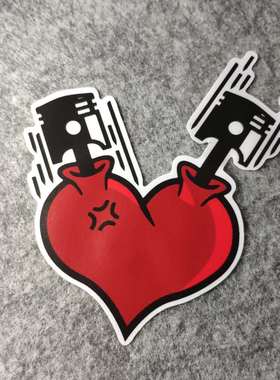 潮流改装汽车贴摩托贴纸搞笑划痕发动机二次元痛车烫画D1000