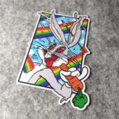 火箭兔潮流改装 汽车贴摩托贴纸搞笑外饰内饰划纹 烫画车贴D1855