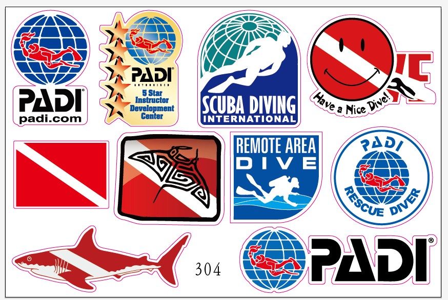 A4版padi浅水贴纸 潜水员DIVE浮潜装备气瓶脚蹼运动爱好者贴304,汽车用品/电子/清洗/改装,汽车装饰贴/反光贴,淘宝优惠券,粉丝福利购,淘宝优惠卷