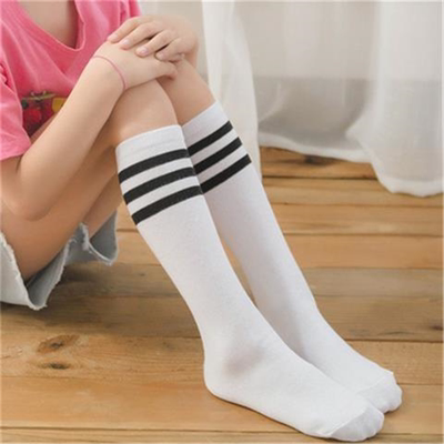 男童女童条纹中筒袜学生长筒袜子