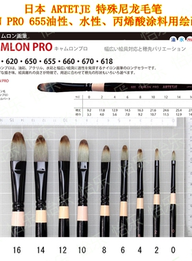 日本 BMC ARTETJE CAMLON PRO 655 扁平圆形 水彩 油画涂料毛笔