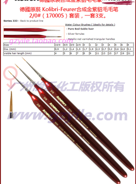 德國 Kolibri Feurer 合成金紫貂毛面相笔170005 Brush333size2/0