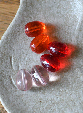 透明水滴基础透明感红橘diy串珠手作耳环材料玻璃珠 8x11mm