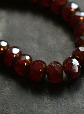 散珠项链半成品diy手工串珠红色系车轮珠5x7mm