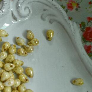 斑驳复古小水滴DIY手作串珠材料4X6MM捷克珠