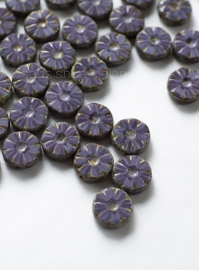DIY手工手作耳环材料复古小太阳紫色菠萝切片圆形捷克珠