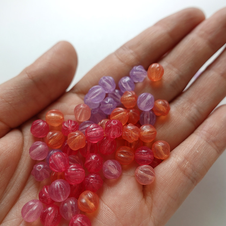 DIY手工手作耳环材料条纹南瓜捷克珠水果硬糖玻璃珠散珠