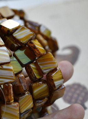 方块切面紫色系黄色系渐变捷克珠 11mm