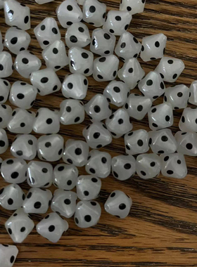 黑白波点菱形DIY手作[YIDIAN]可爱手工玻璃珠