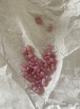 DIY手作串珠材料蛋白色粉绿大号3X6mm花生珠