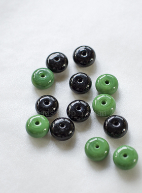 错过了圣诞的时机绿黑撞色圆润扁圆隔片珠DIY手作配件