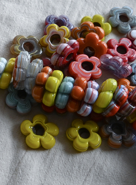 Diy手作土耳其玻璃花串珠配件材料复古多巴胺童趣2cm厚切F01-40