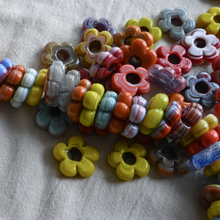 Diy手作土耳其玻璃花串珠配件材料复古多巴胺童趣2cm厚切F01