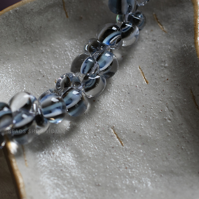 蓝黑白条纹透明感玻璃珠M号