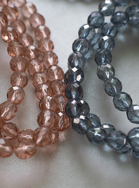 Diy手作手工耳饰配件材料夏日蓝粉透明感切面捷克珠 8mm