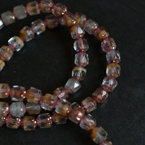 古董风描金透明感粉橘色系6mm