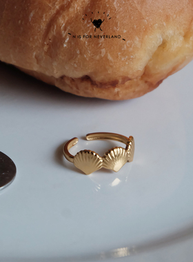 nisforneverland包金贝壳戒指