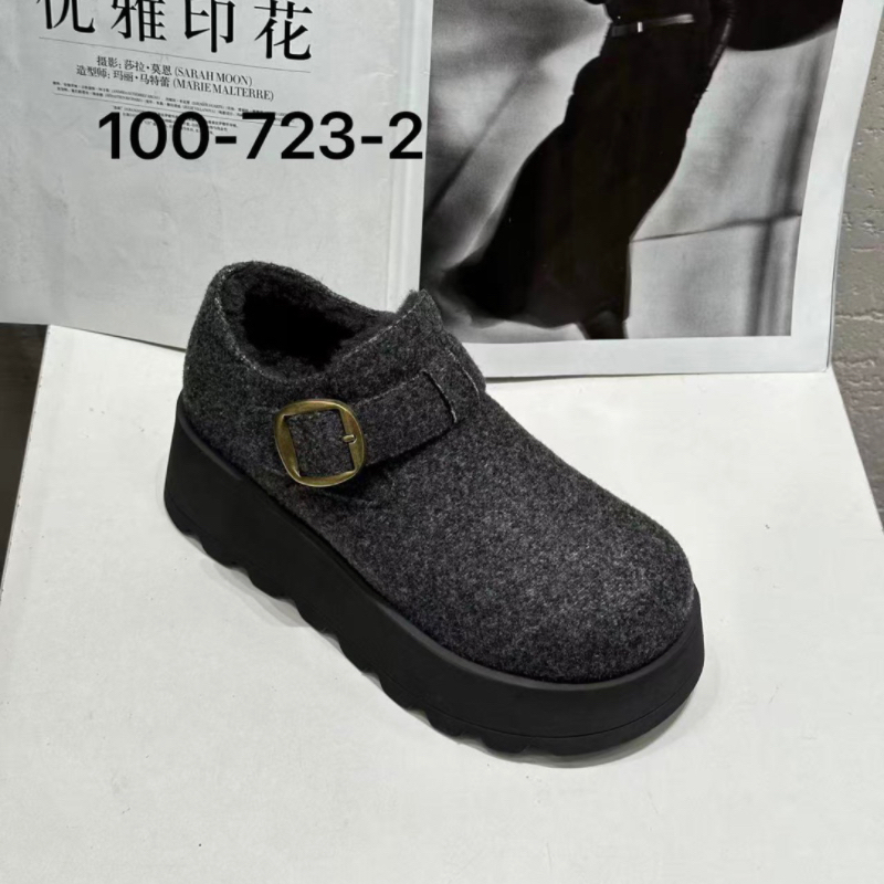 诗路花语春天2025冬加绒百搭舒适休闲女鞋勃肯鞋女棉鞋100-723-2